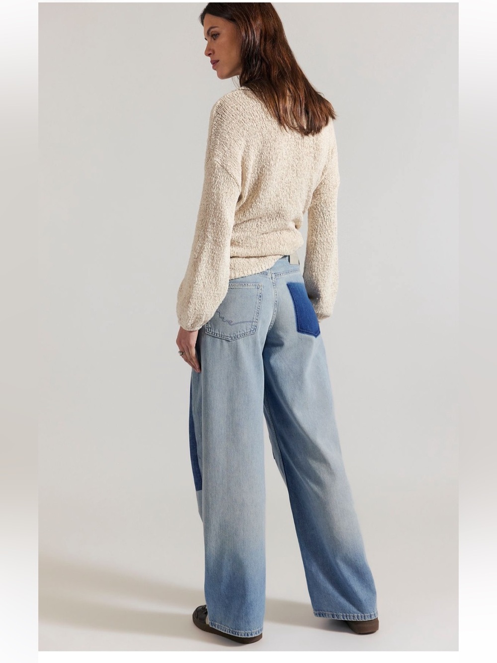 Free People Nia Patchwork Boyfriend Jeans- size 32 - Picture 3 of 10